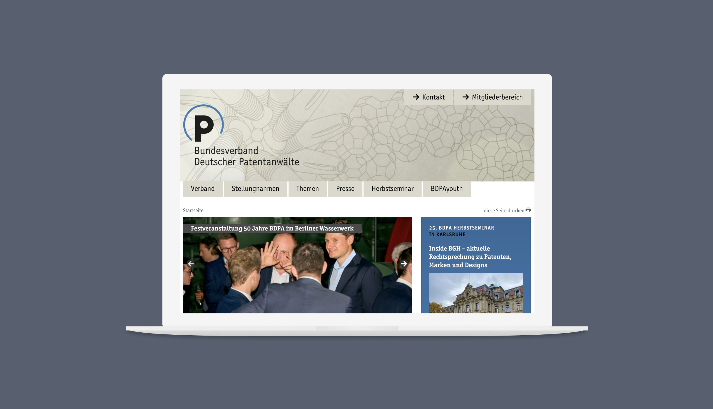 Relaunch WordPress für Bundesverband Deutscher Patentanwälte - Kombinat Case Study