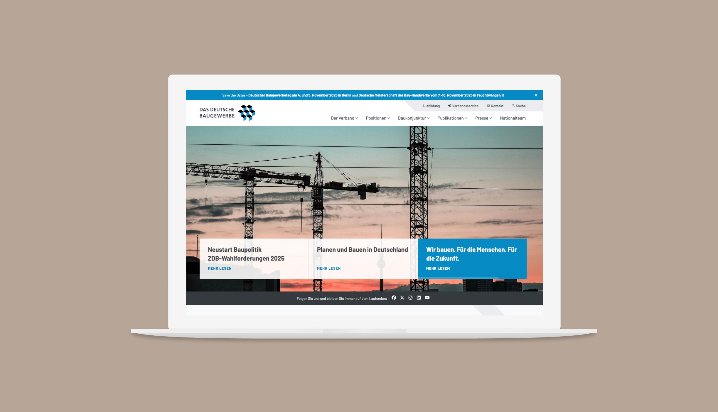 Zentralverband des deutschen Baugewerbes Verbandswebsite TYPO2 mit Extranet